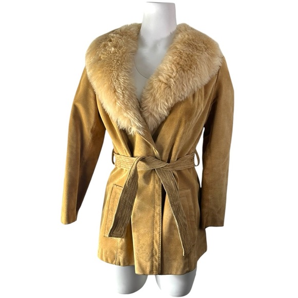 Penny Lane Vintage Leather Jacket Faux Fur Size 8